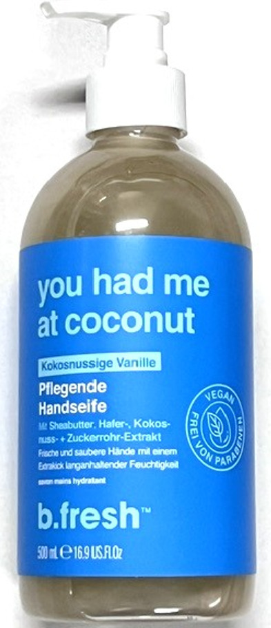 b. B.fresh You Had Me At Coconut Handzeep 500ml. Doos van 4 stuks. Stuksprijs: €1,20