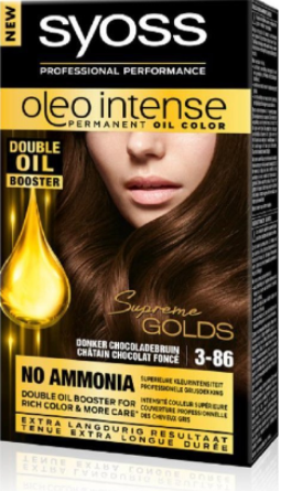 Syoss Oleo intense permanente öl coloration 3-86 Chocoladebruin. Doos van 3 stuks
