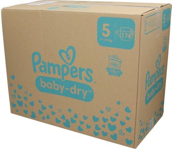 Baby Dry Luiers Maat 5 - 174 Stuks. 3x58stuks. Doos prijs: €40,92
