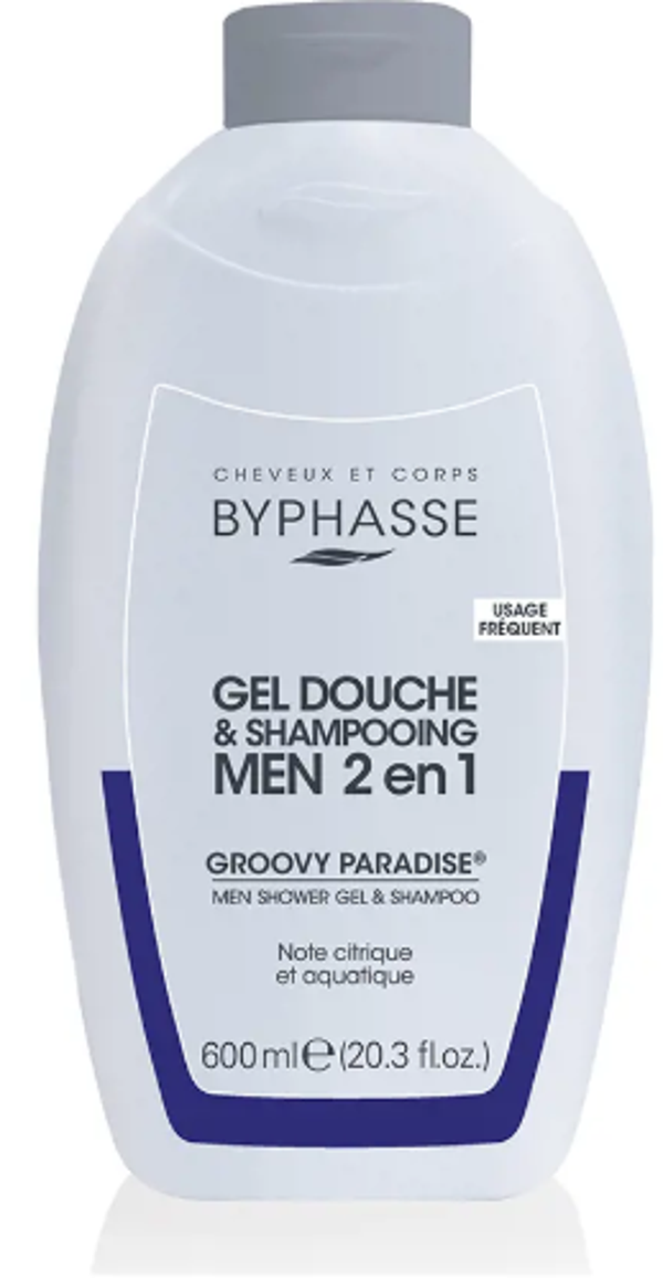 Men shower gel & shampooing –2 in 1 600 ml  Doos van 6 stuks  Stuksprijs: €1,75