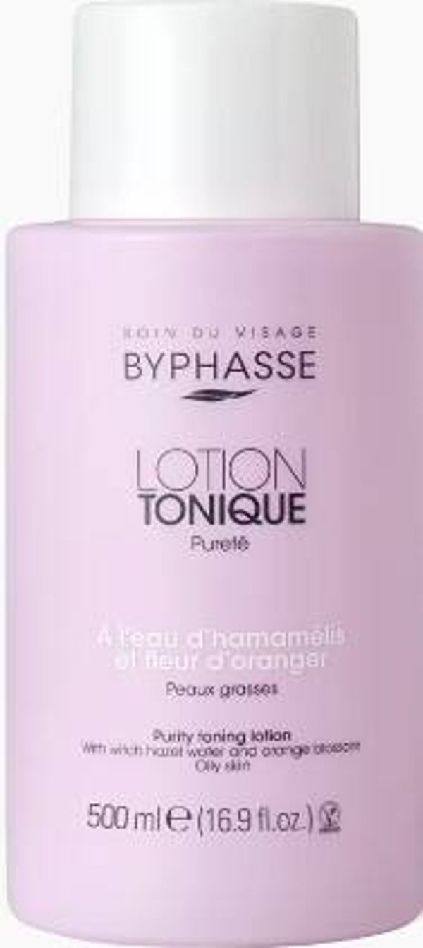 Byphasse purity tonic lotion met toverhazelaarwater en oranjebloesem 500ml. Doos van 12 stuks Stuksprijs: €2,10