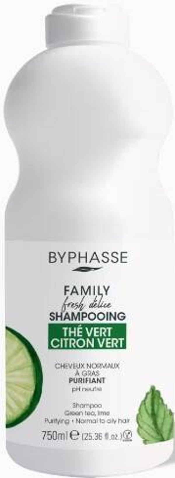 Byphasse shampoo voor normaal tot vet haar zuiverend met groene thee en limoen. 750ml. Stuksprijs:€2,25
