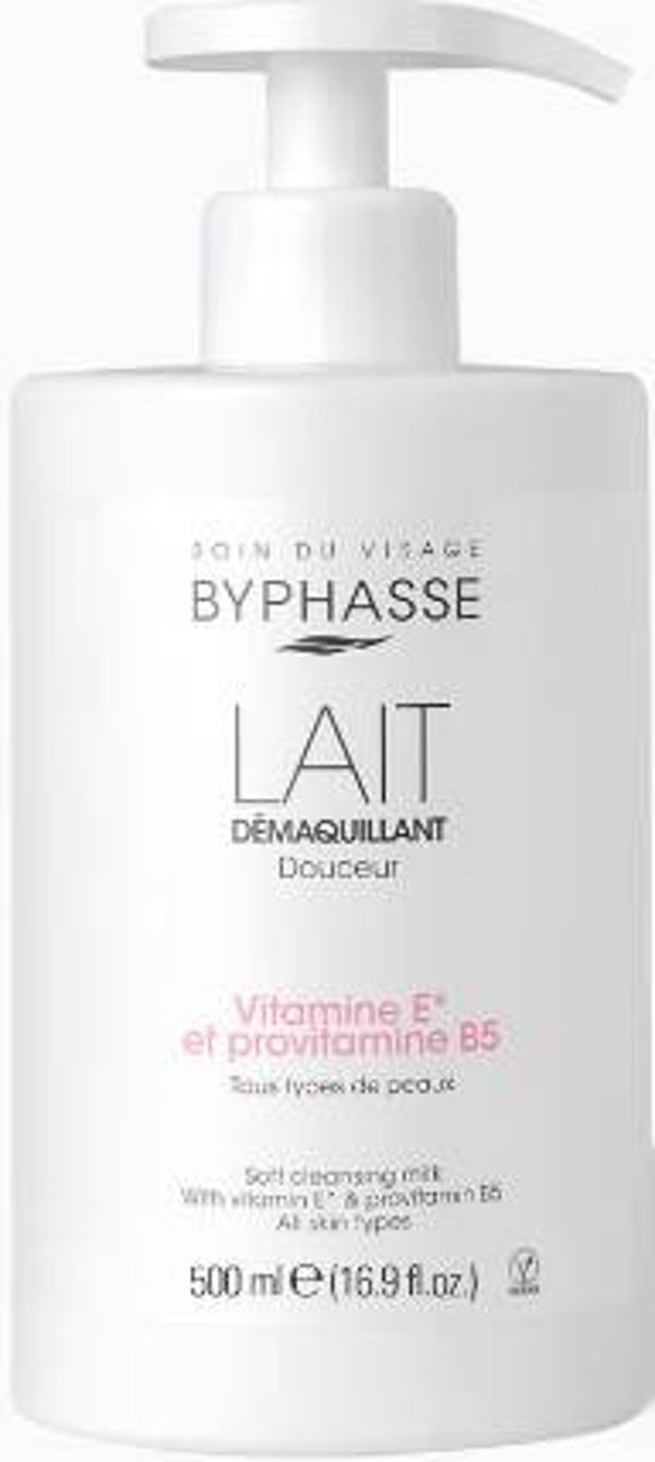 Byphasse zachte reinigingsmelk gezicht & ogen 500ml. Stuksprijs: €2,10