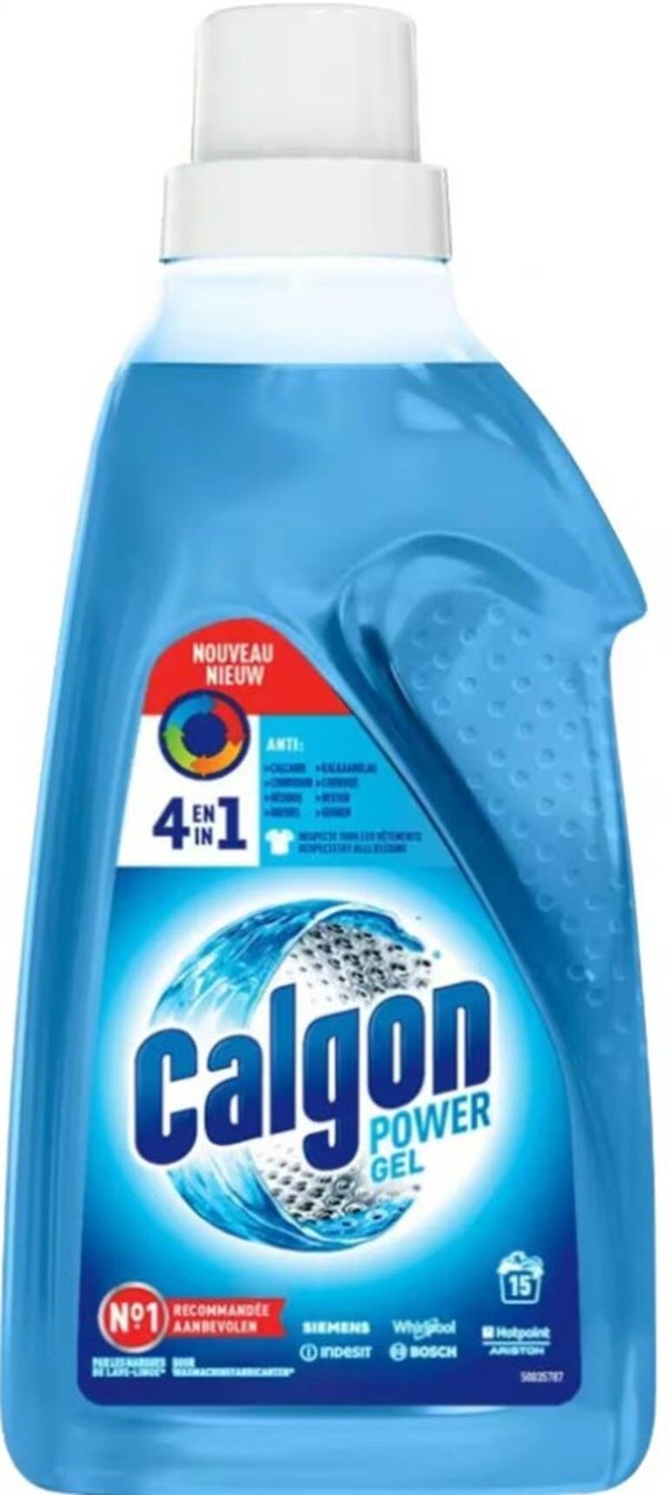 Calgon 4-in-1 Power Wasmachinereiniger Gel 750ml. Doos van 6 stuks. Stuksprijs: €3,00