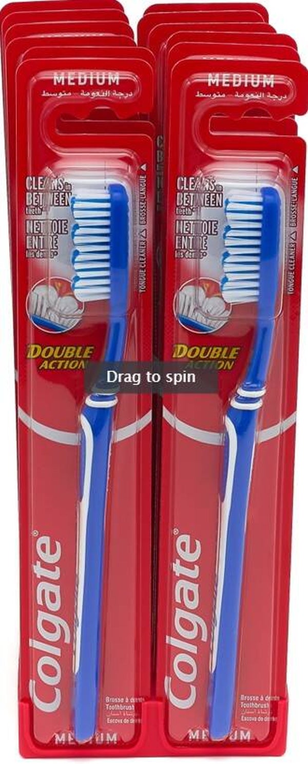 Colgate Tandenborstel Double Action Medium. Doos van 12 stuks. Stuksprijs: €0,69