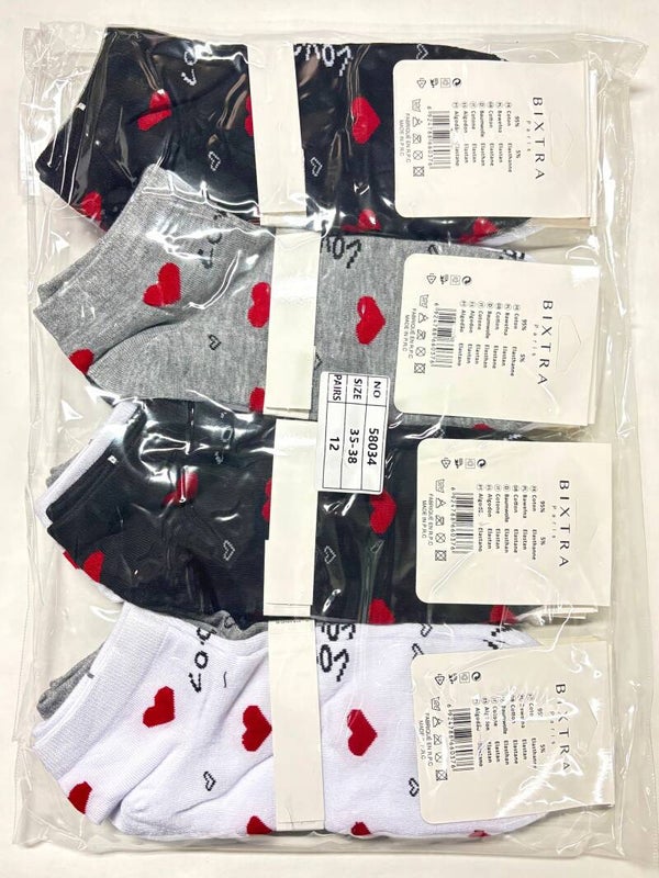 Bixtra Damessokken – Set van 3 Paar, 3 Kleuren. Doos van 4 stuks. Stuksprijs: € 1,20