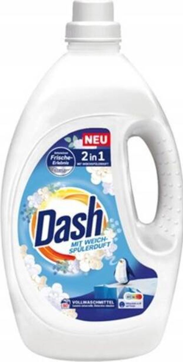 Dash 2in1 Wit Vloeibaar Wasmiddel & Wasverzachter 80  wasbeurten. Doos van 6 stuks, Stuksprijs: €9,10