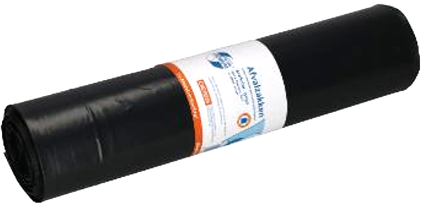 DEISS Zwart Afvalzakken 600x800mm - 60L. Rol 25 stuks. Stuksprijs: € 1,98