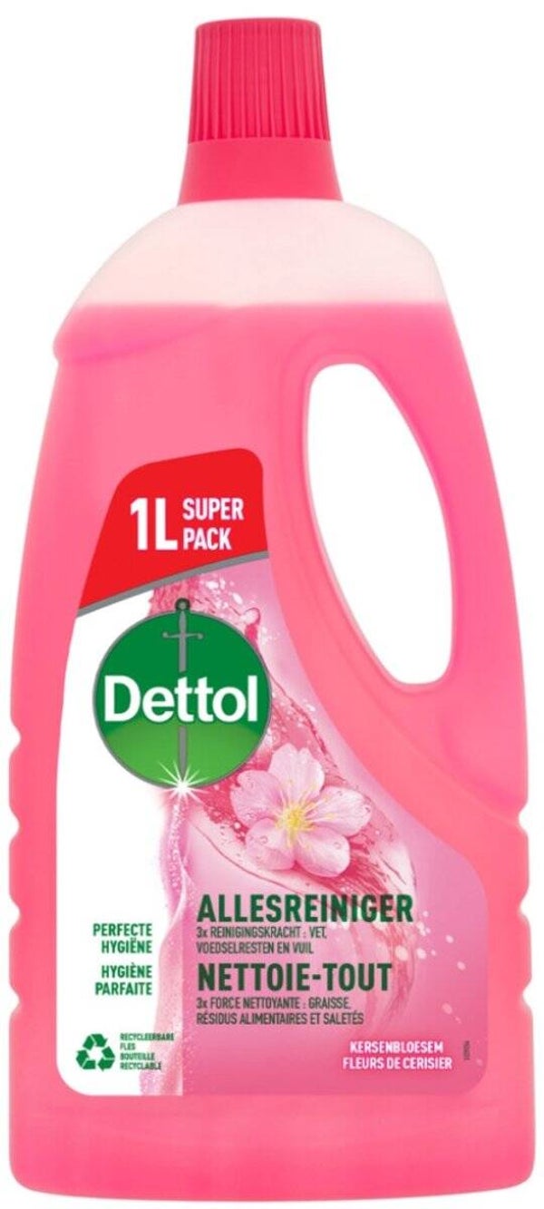 Dettol Power & Fresh Allesreiniger Kersenbloesem 1 liter. Stuksprijs: €1,94