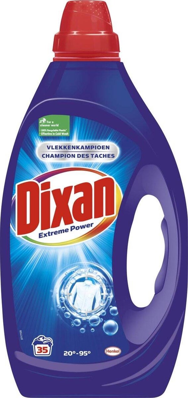Dixan Vloeibaar Wasmiddel - Gel Extreme Power 35 Wasbeurten  Doos van 4 stuks  Stuksprijs: € 5,99