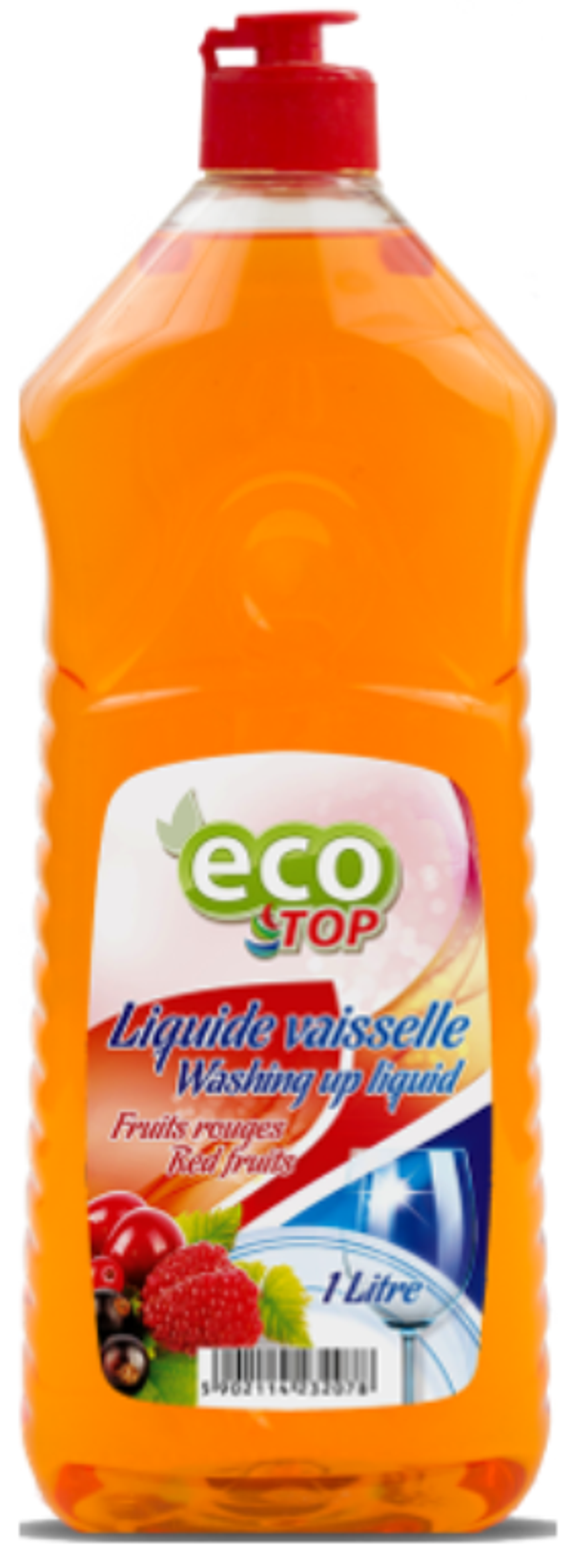 Eco Top Afwasmiddel Rood Fruit 1L, Doos van 12 stuks, Stuksprijs: €1,60