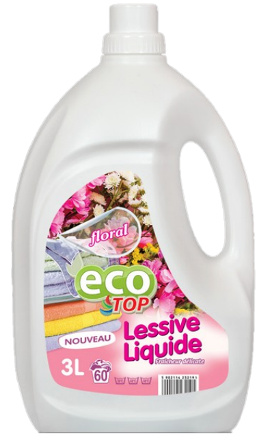 Eco Top Vloeibaar Wasmiddel Floral 3L 60 wasbeurten. Doos van 4 stuks  Stuksprijs: €4,00