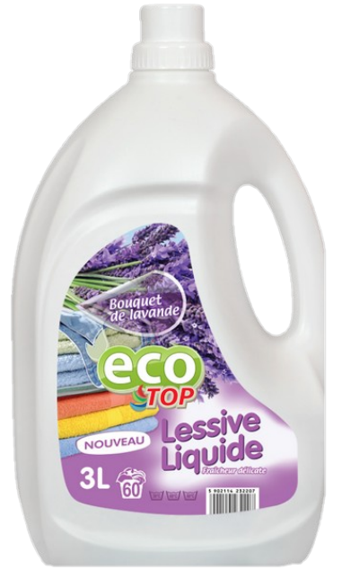 Eco Top Vloeibaar Wasmiddel Lavande 3L 60 wasbeurten. Stuksprijs: €4,00
