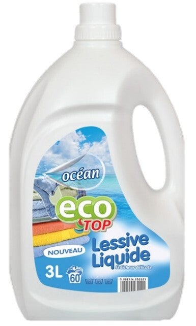 Eco Top Vloeibaar Wasmiddel Ocèan 3L 60 wasbeurten. Stuksprijs: €4,00