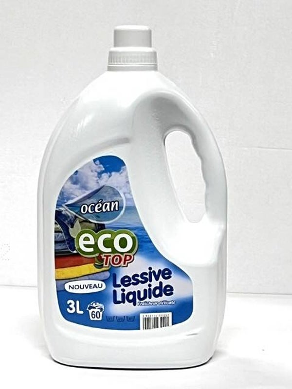 Eco Top Vloeibaar Wasmiddel Ocèan 3L 60 wasbeurten. Stuksprijs: €4,00