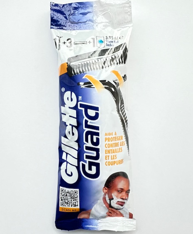 Gillette Guard Houder + 3 Scheermesje & scheergel 3,95 ml. Doos van 24 stuks