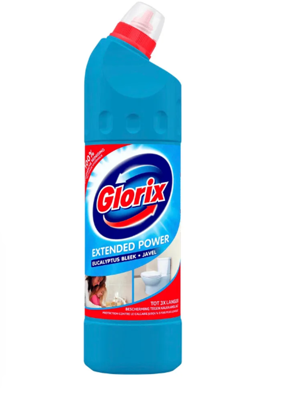 Glorix Bleek Power Eucalyptus 750ml. Doos van 10 stuks  Doos van 15 stuks  Stuksprijs: € 1,35