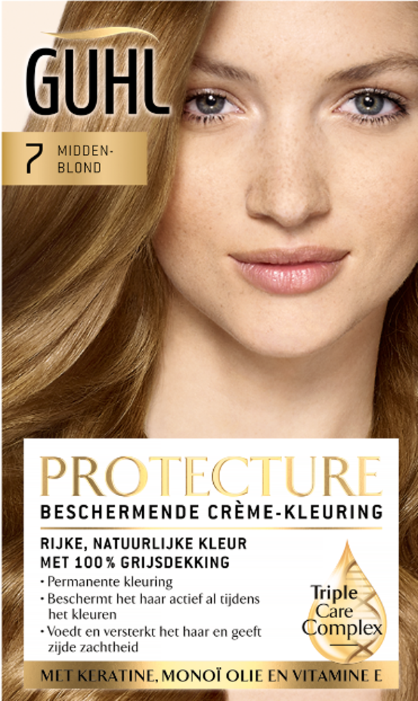 Guhl Beschermende Crème-kleuring 7 Middenblond. Doos van 3 stuks