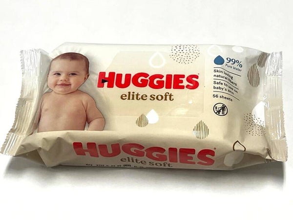 Huggies Elite Soft 99% pure water. Doos van 10 stuks. Stuksprijs: €0,95