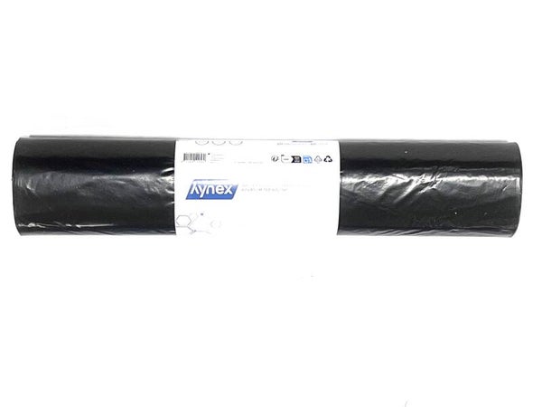 Hynex Afvalzak Gerecycled, LDPE, Zwart, 60x80cm, T40, 60L. 20zakken-rol. Stuksprijs: €1,30