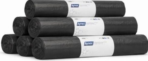 Hynex Gerecyclede HDPE Afvalzak 120L – Sterk T25 – 70x110cm – Zwart – 25 zakken. Stuksprijs: €1,76