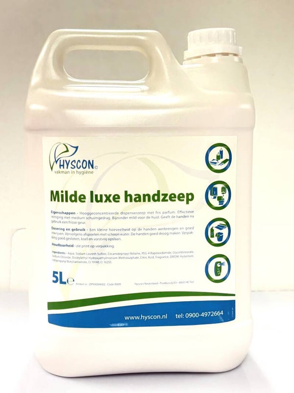 Hyscon Milde Luxe Handzeep 5L  Doos van 4 stuks  Stuksprijs: € 9,99