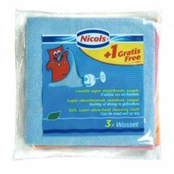 Nicols vaatdoek 4 st 3 delig + 1.  Doos van 24 stuks