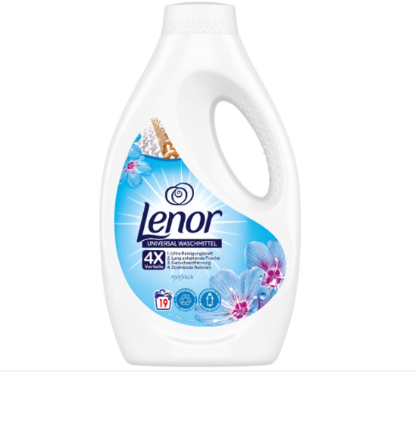 Lenor Aprilfrisch Wasmiddel 950 ml 19 wasbeurten  Doos van 5 stuks  Stuksprijs: € 4,72