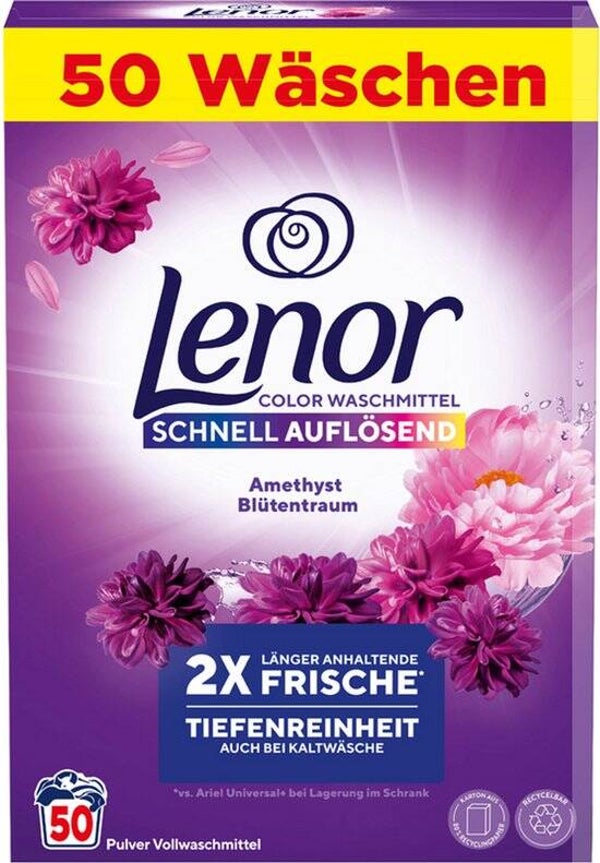 Lenor Waspoeder Amethist Blossom Dream, 3,0 kg - 50 Wasbeurten. Doos van 3 stuks. Stuksprijs: €10,85