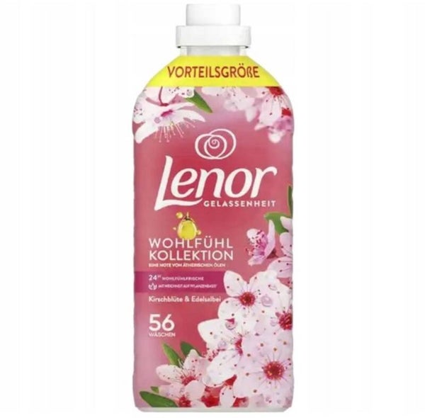 Lenor Wasverzachter met kersenbloesem en kostbare 56 wasbeurten - L 1,4  Doos van 6 stuks  Stuksprijs: €4,40