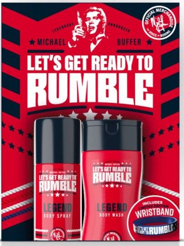 LET'S GET READY TO RUMBLE -Legend- Bodyspray & - Wash + Wristband. Stuksprijs: €3,00