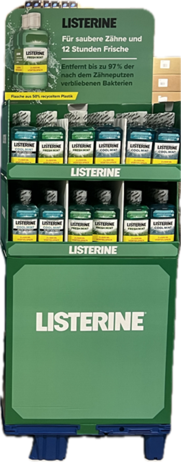 Listerine Mondwater 600ml Display 72 stuks 3 soorten