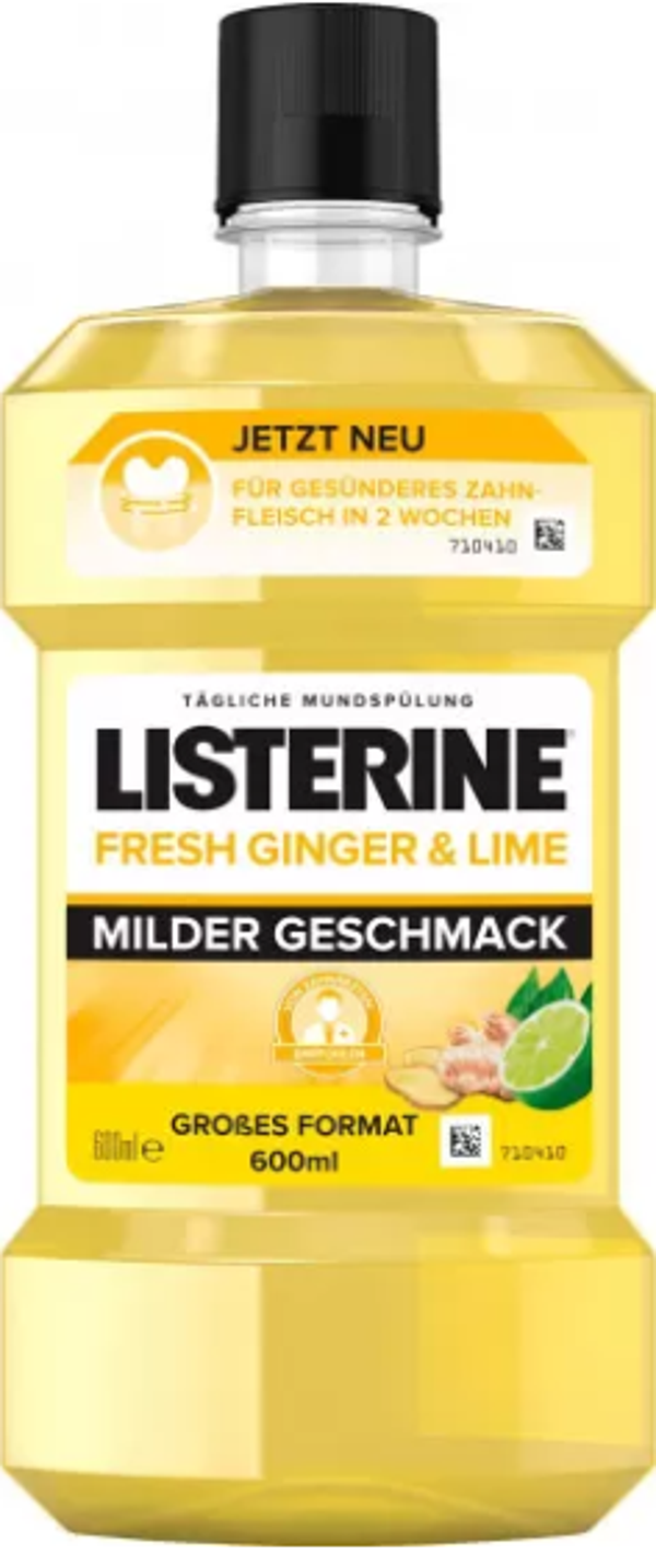 Listerine Verse Gember & Limoen Milde Smaak 600ml. Doos van 6 stuks