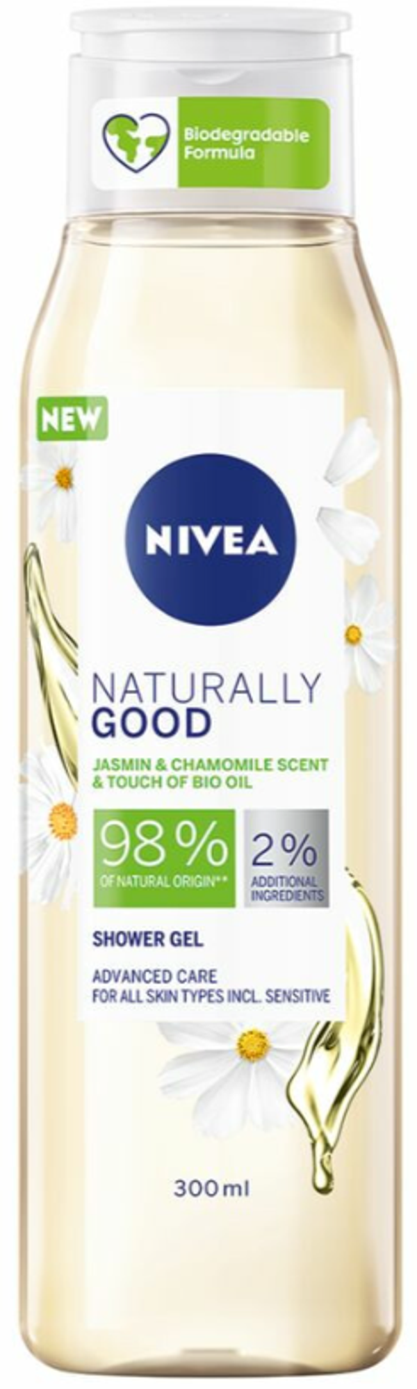 NIVEA Naturally Good Douchegel met Jasmijn & Kamille. Doos van 6 stuks  Stuksprijs: €1,55