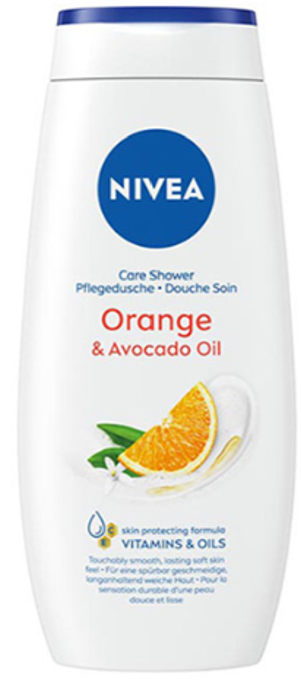 Nivea Orange & Avocado Oil Douchegel 250 ml, Doos van 6 stuks, Stuksprijs: €1,60