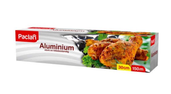 PACLAN Aluminium folie 150 meter lang en 30cm breed - 1620gr. Doos van 4 stuks