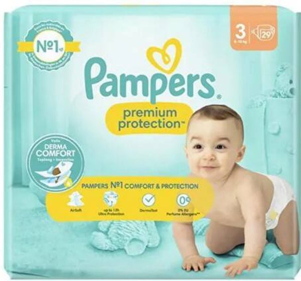 Pampers Luier Premium Protection Maat 3 Midi - 6-10 kg 29st. Stuksprijs: € 4,88
