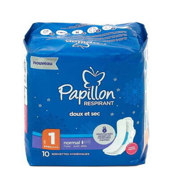 Papillon maandverband 10st normaal maxi vleugeltjes maat 1