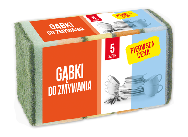 GABKI Afwasschuurspons set van 5. Doos van 48 stuks
