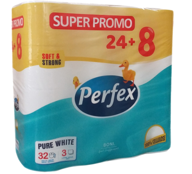 Perfex SUPER PROMO Soft & Strong 32 Rollen 3-laags. Doos van 6 stuks