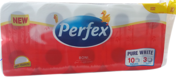 Perfex toiletpapier Boni 10rollen 3lagen bundel 8 stuks