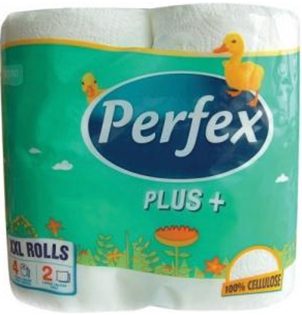 Perfex Plus toiletpapier 2 lagen 4 rollen. Doos van 24 stuks  Doos van 24 stuks  Stuksprijs : € 0,85