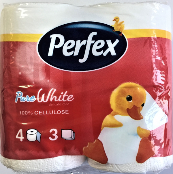Perfex pure white 100% Cellulose 100% Cellulose 4 rollen 3 laags. Doos van 24 stuks