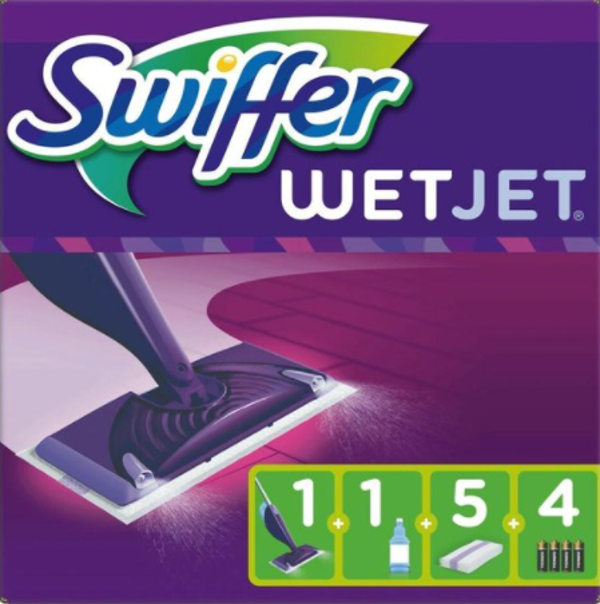 Swiffer WetJet Wood Spray-mop 5doekjes+500ml liquid + 4 battery