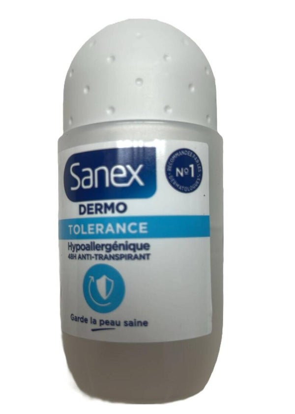 Sanex Deodorant Roller Dermo Tolerance 50 ml. Doos van 6 stuks. Stuksprijs: €1,30