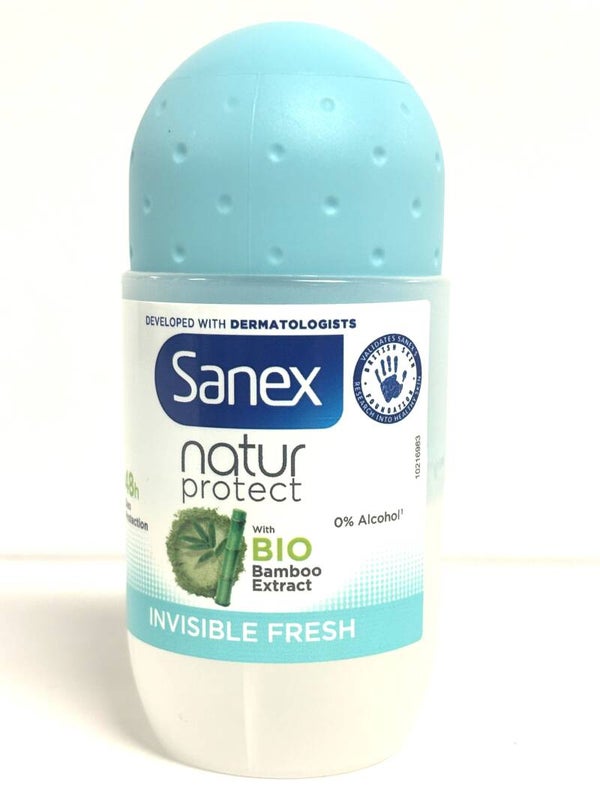 Sanex Deodorant Roller Invisible Fresh 50ml. Doos van 6 stuks. Stuksprijs: €1,30