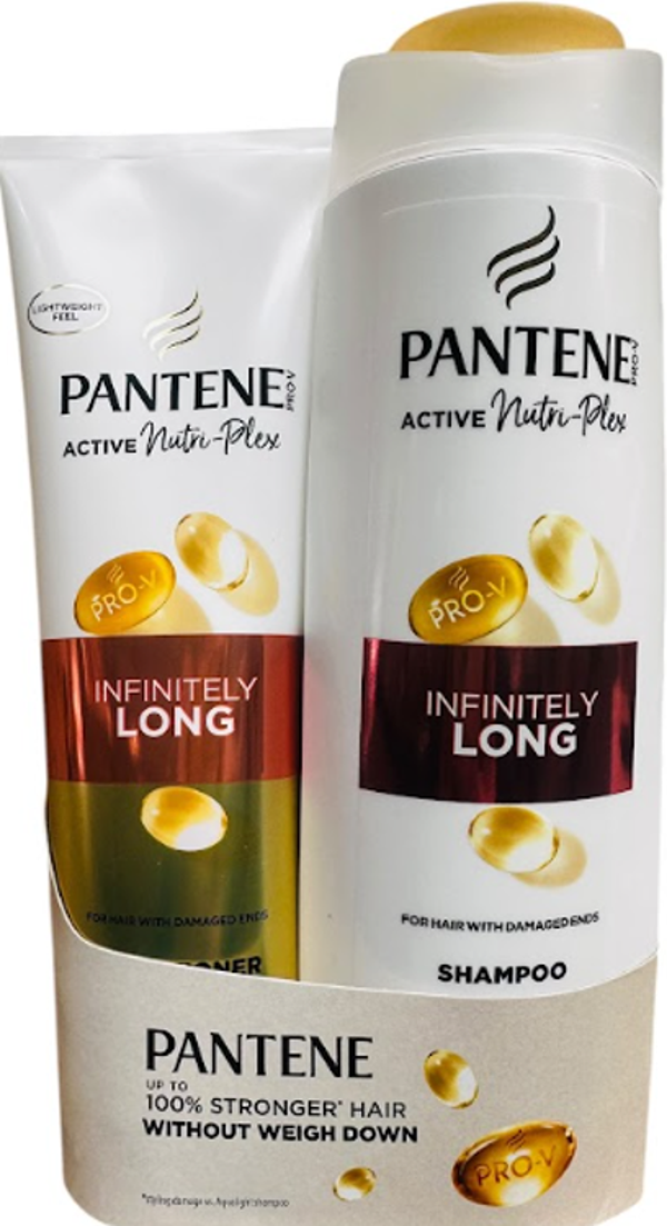 Pantene Giftset Infinitely Long –Shampoo 400 ml + Conditioner 3 Minute Miracle 220 ml. Doos van 6 stuks  Stuksprijs: € 6,55