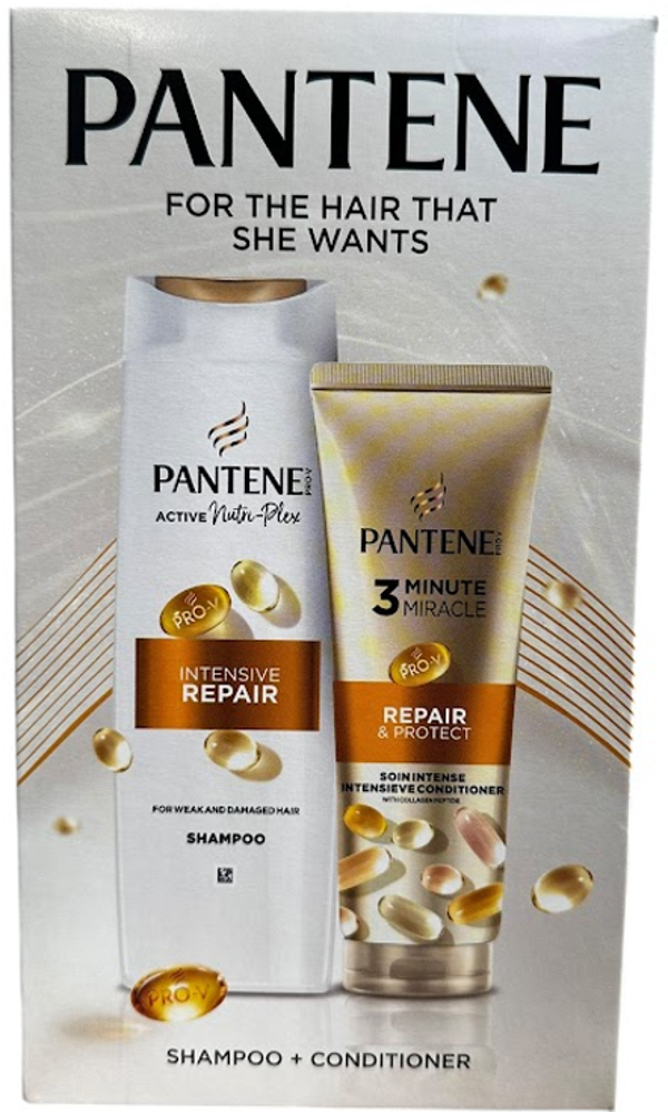 Pantene Giftset Intense Repair – Shampoo 400 ml + Conditioner 3MM Repair & Protect 220 ml. Stuksprijs: €6,55
