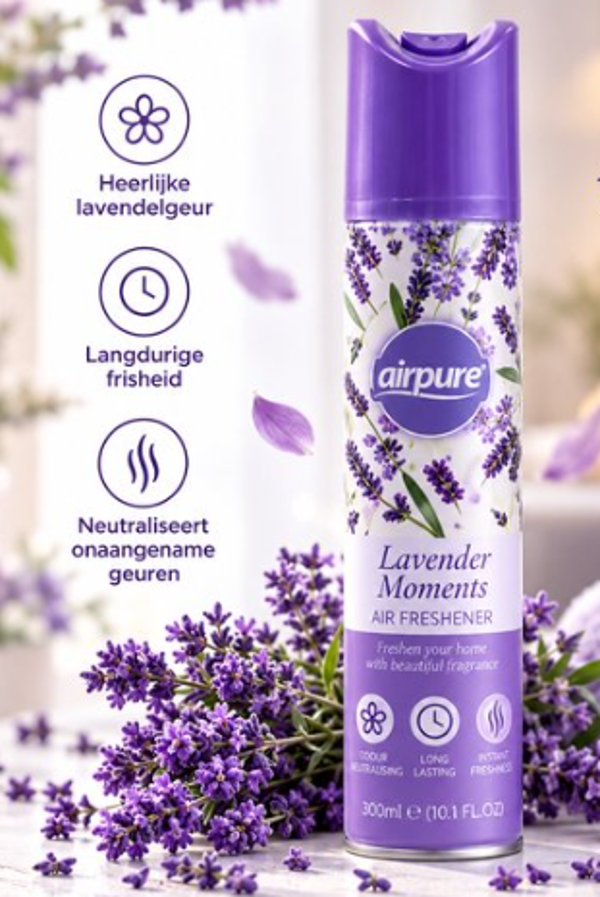 Airpure Luchtverfrisser Lavendel Moments 300 ml, Doos van 12 stuks  Stuksprijs: €1,04