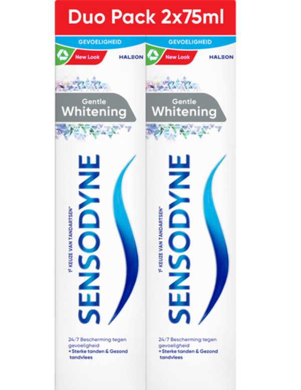 Sensodyne Tandpasta Gentle Whitening Duo 2 x 75 ml  Doos van 6 stuks  Stuksprijs: € 4,68